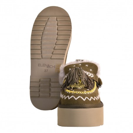 PANTOFOLA CON NAPPINE ELENA IACHI MI02 MILITARY