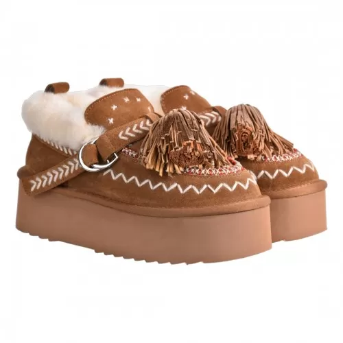 PANTOFOLA CON NAPPINE ELENA IACHI MI02 TAN