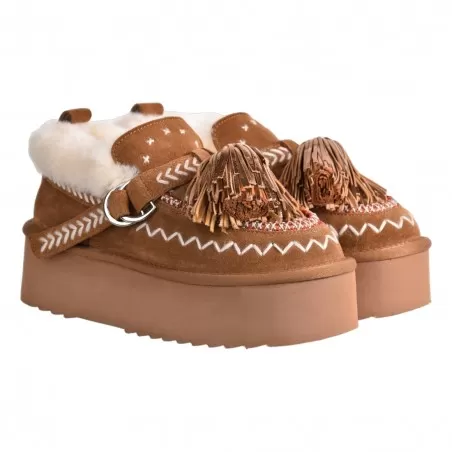 PANTOFOLA CON NAPPINE ELENA IACHI MI02 TAN
