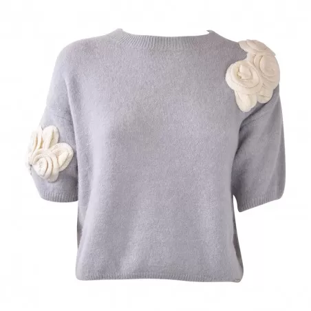 MAGLIA C/APPLICAZIONE FIORI PHO FIRENZE 4322140CC24 PERLA