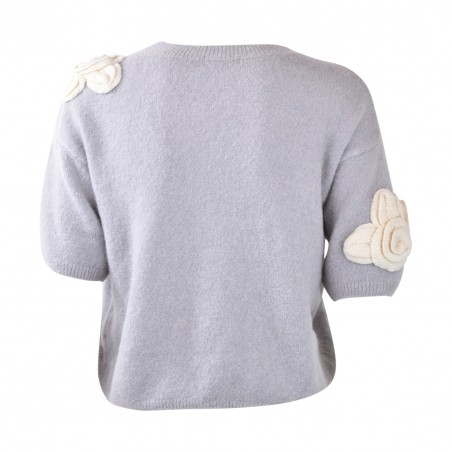 MAGLIA C/APPLICAZIONE FIORI PHO FIRENZE 4322140CC24 PERLA