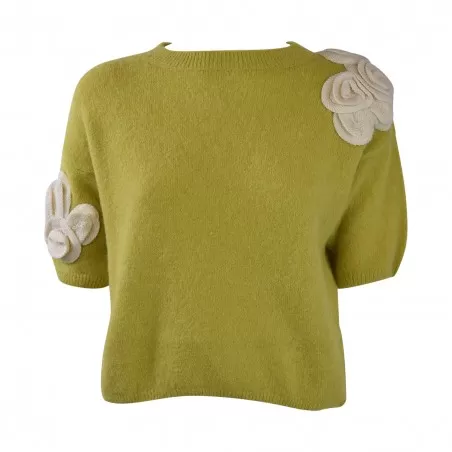 MAGLIA C/APPLICAZIONE FIORI PHO FIRENZE 4322140CC24 PISTACCHIO