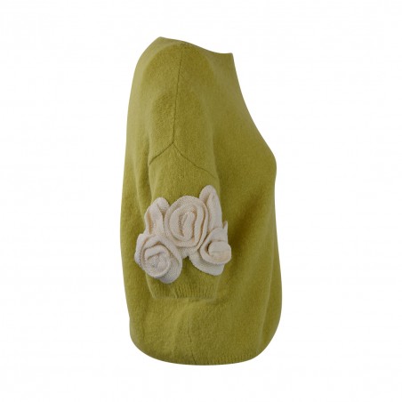 MAGLIA C/APPLICAZIONE FIORI PHO FIRENZE 4322140CC24 PISTACCHIO