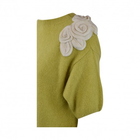 MAGLIA C/APPLICAZIONE FIORI PHO FIRENZE 4322140CC24 PISTACCHIO