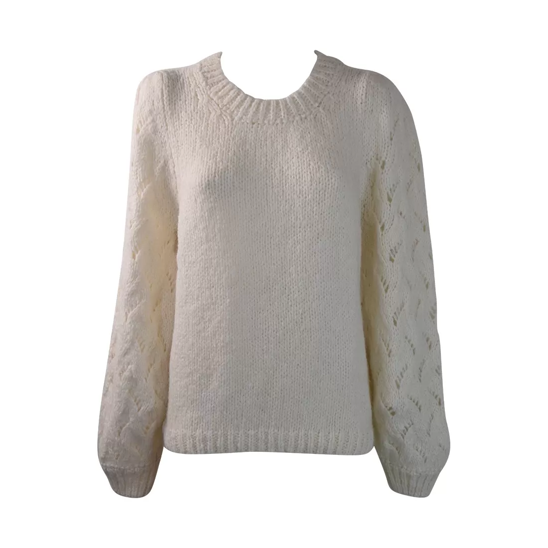 MAGLIA MANICHE TRECCE SO ALLURE A44028A MILK