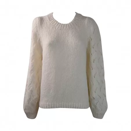 MAGLIA MANICHE TRECCE SO ALLURE A44028A MILK