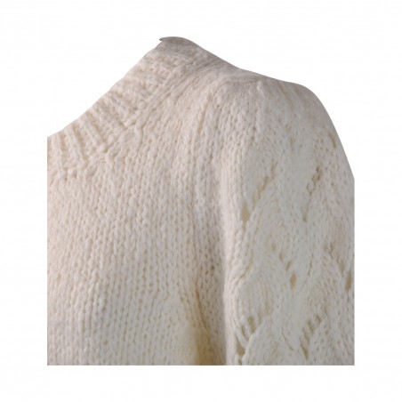MAGLIA MANICHE TRECCE SO ALLURE A44028A MILK