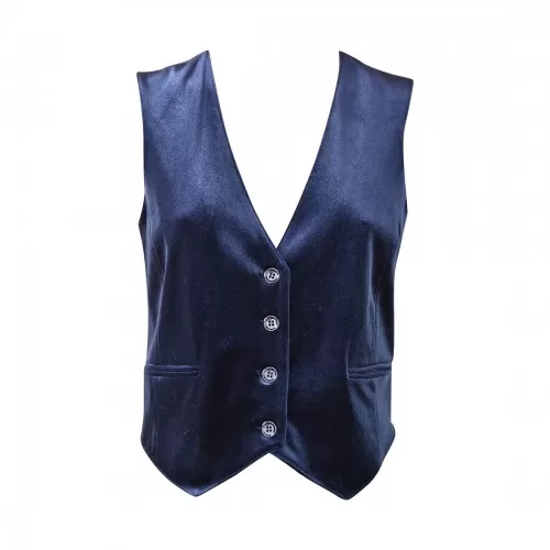 GILET CORTO VELLUTO SO ALLURE D33019A BLU