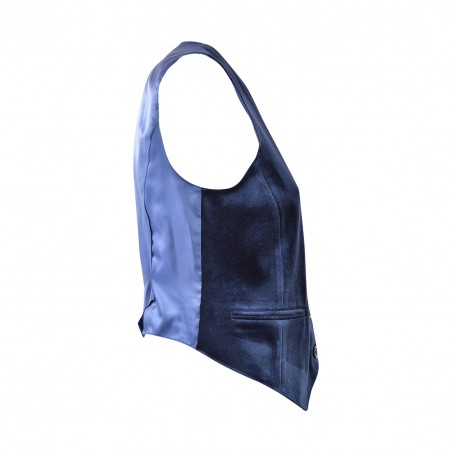 GILET CORTO VELLUTO SO ALLURE D33019A BLU