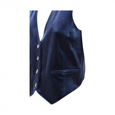 GILET CORTO VELLUTO SO ALLURE D33019A BLU