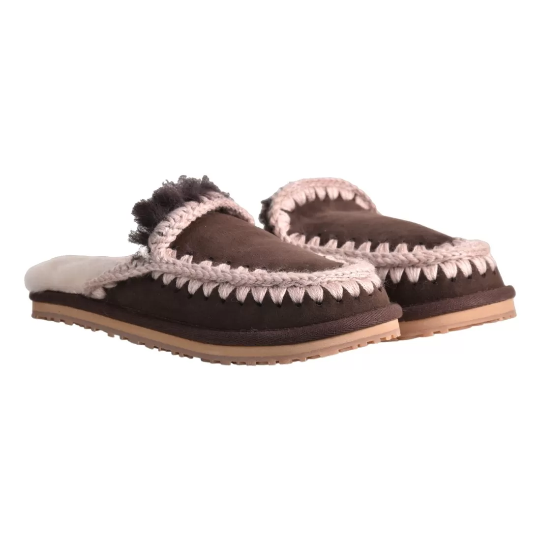 SLIPPER FULL ESKIMO STITCH MOU MU.FW161007A MOCHA