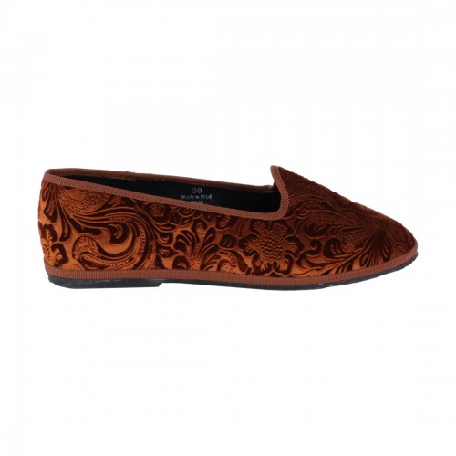 PANTOFOLA FRIULANA MIEZ CLOEFLOWERS CUOIO