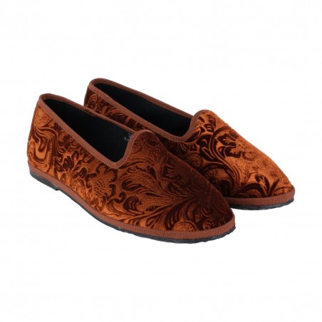 PANTOFOLA FRIULANA MIEZ CLOEFLOWERS CUOIO
