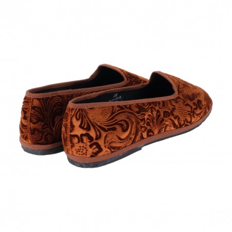 PANTOFOLA FRIULANA MIEZ CLOEFLOWERS CUOIO