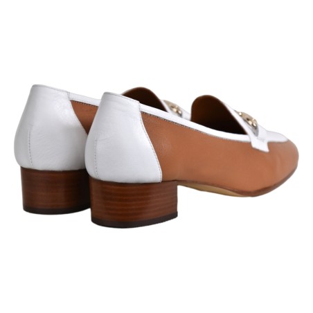 MOCASSINO CON MORSETTO LA PARIGINA 4637 CUOIO/BIANCO