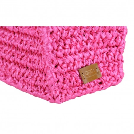 BORSA RETTANGOLARE XL CON MANICI IN BAMBOO CHICA COCOMERO FUXIA