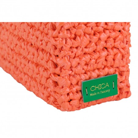 BORSA RETTANGOLARE PICCOLA CON MANICI IN BAMBOO CHICA METEORA ARANCIO