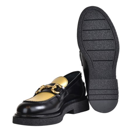 MOCASSINO CON MORSETTO LOAFER AL101 NERO/ORO