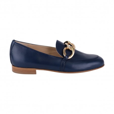 MOCASSINO IN VITELLO CON ACCESSORIO CATENA SITON 8173 BLU