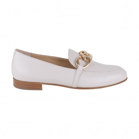 MOCASSINO IN VITELLO CON ACCESSORIO CATENA SITON 8173 BURRO