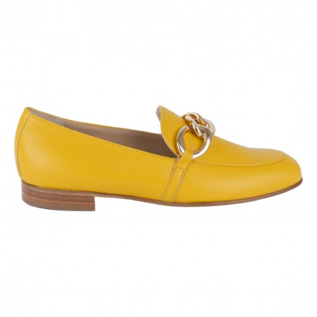MOCASSINO IN VITELLO CON ACCESSORIO CATENA SITON 8173 GIALLO