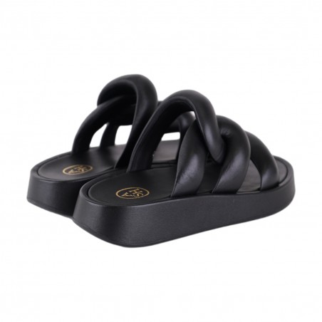 CIABATTA IN NAPPA FOULARD ASH VERSUS01 BLACK