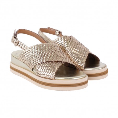 SANDALO IN PELLE INTRECCIATA LA PARIGINA F220/1 ORO