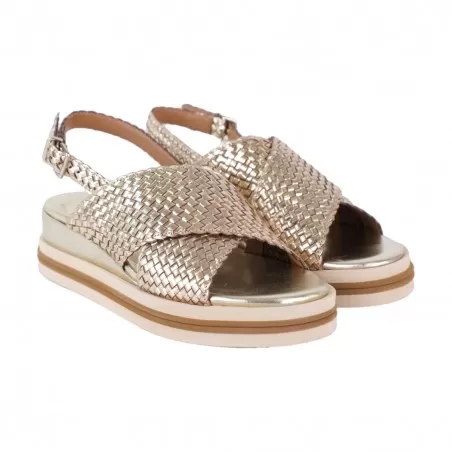SANDALO IN PELLE INTRECCIATA LA PARIGINA F220/1 ORO