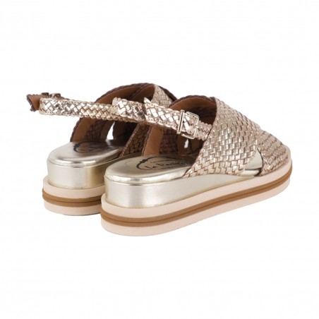 SANDALO IN PELLE INTRECCIATA LA PARIGINA F220/1 ORO