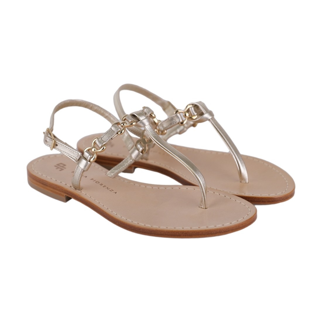 SANDALO INFRADITO PELLE PAOLA FIORENZA FARFALLINA PLATINO