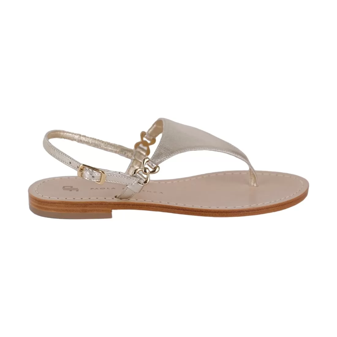 SANDALO INFRADITO PELLE PAOLA FIORENZA TRIANGOLO ORO