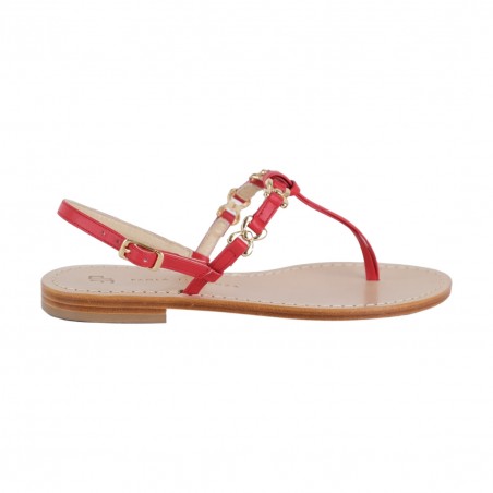 SANDALO INFRADITO PELLE PAOLA FIORENZA FARFALLINA ROSSO