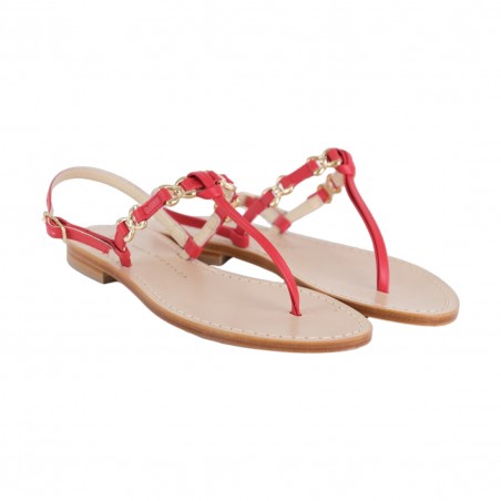 SANDALO INFRADITO PELLE PAOLA FIORENZA FARFALLINA ROSSO